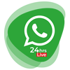 WhatsApp logo with 24hr Live inscription