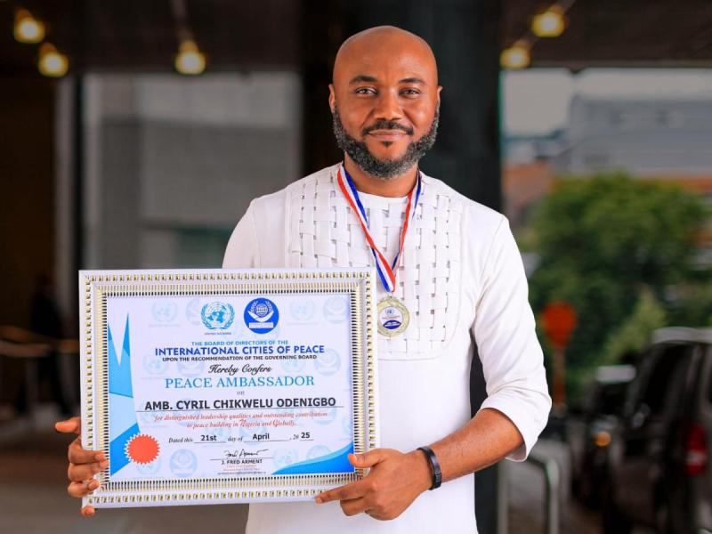 CYRIL CHIKWELU ODENIGBO HONOURED WITH PEACE AMBASSADOR AWARD